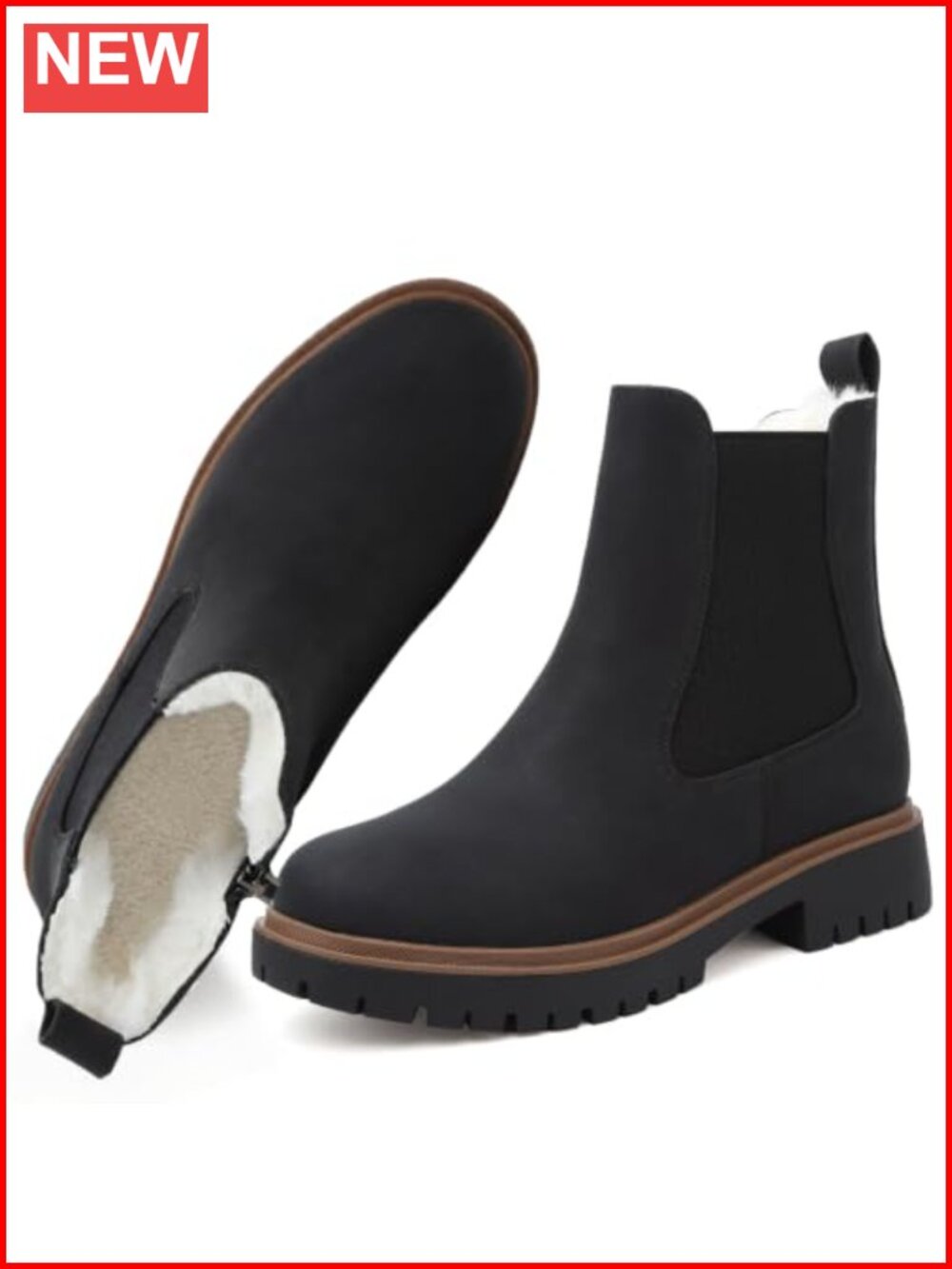 Women's Faux Fur Lined Waterproof Winter Chelsea Boots Ankle Zip Platform